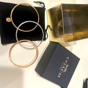 Coach Signature Bangle Charm Bracelets Set Of 3 Multi Logo Jewlery